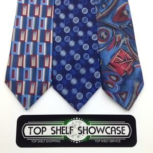 LOT of 3 Men's Ties Red White Blue Mix Variety EUC